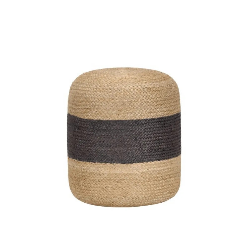 Pouf en Jute Bicolore Gris Foncé