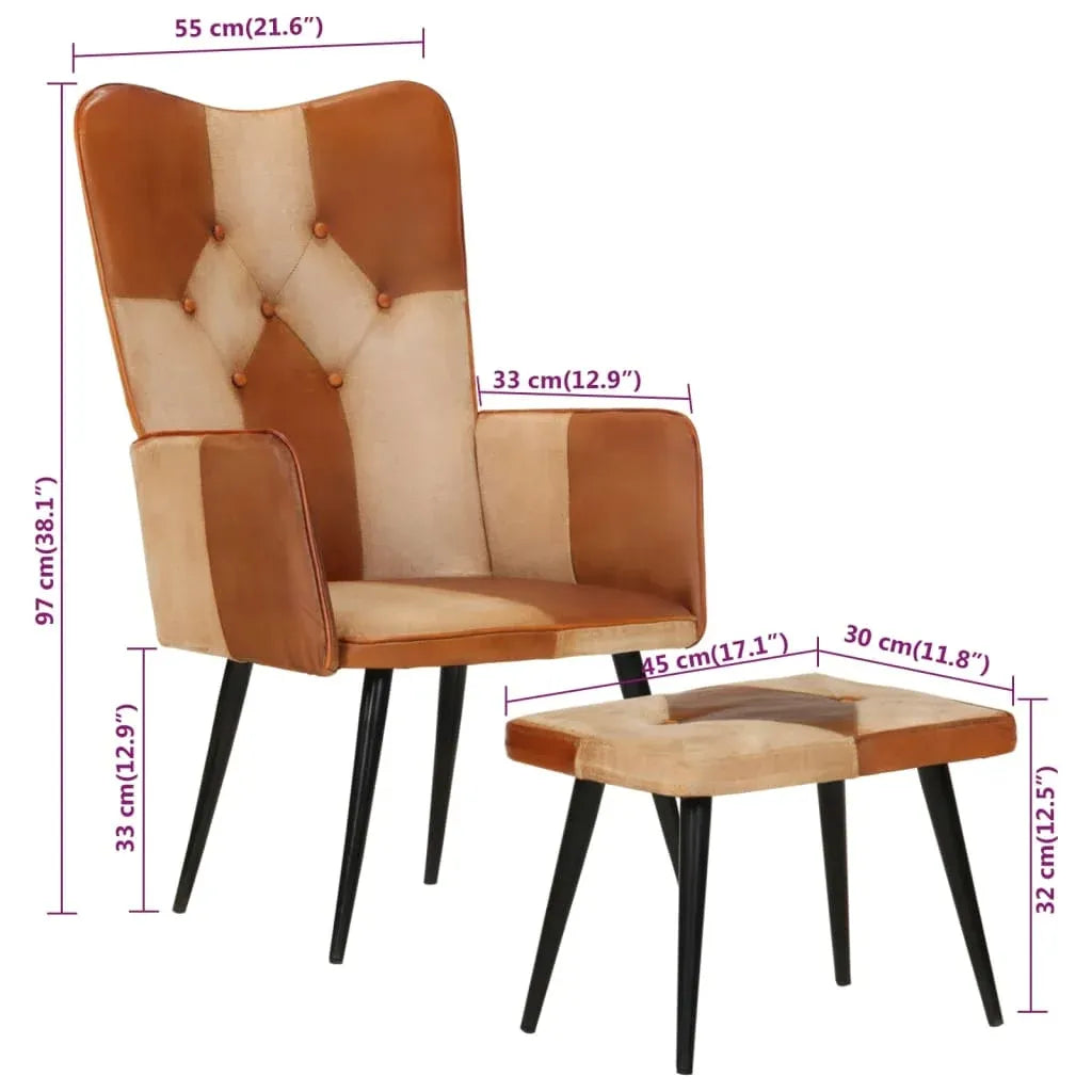 Fauteuil Cuir avec Repose-pieds