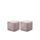 Lot de 2 Poufs Carré en Velours Rose