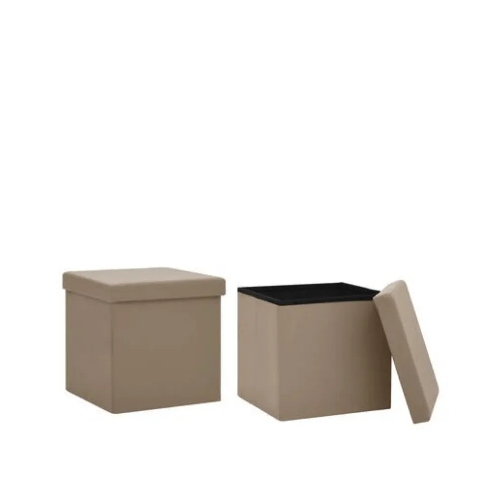 Lot de 2 Poufs Coffre Cappuccino