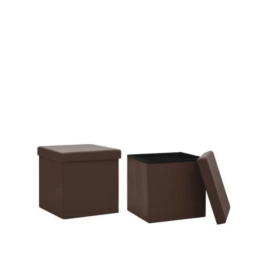 Lot de 2 Poufs Coffre Marron