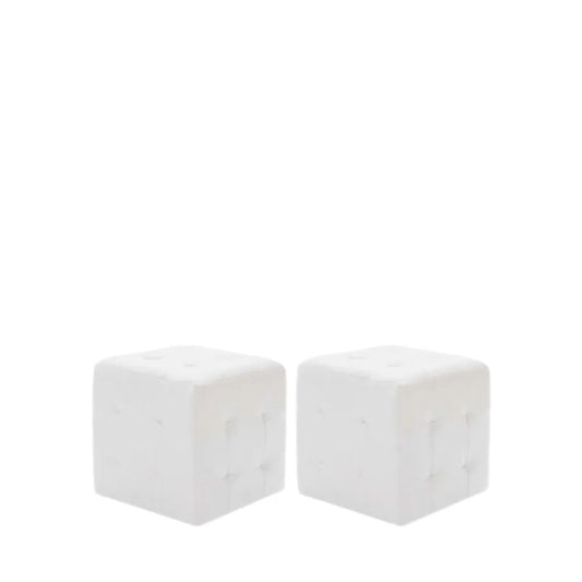 Lot de 2 Poufs Similicuir Blanc