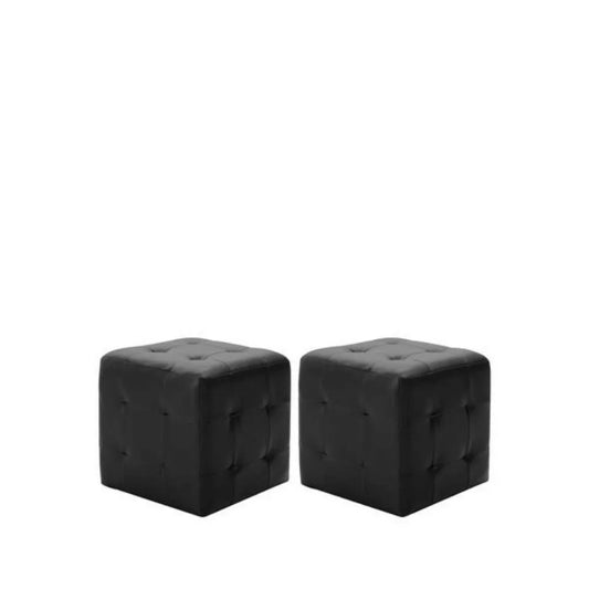 Lot de 2 Poufs Similicuir Noir