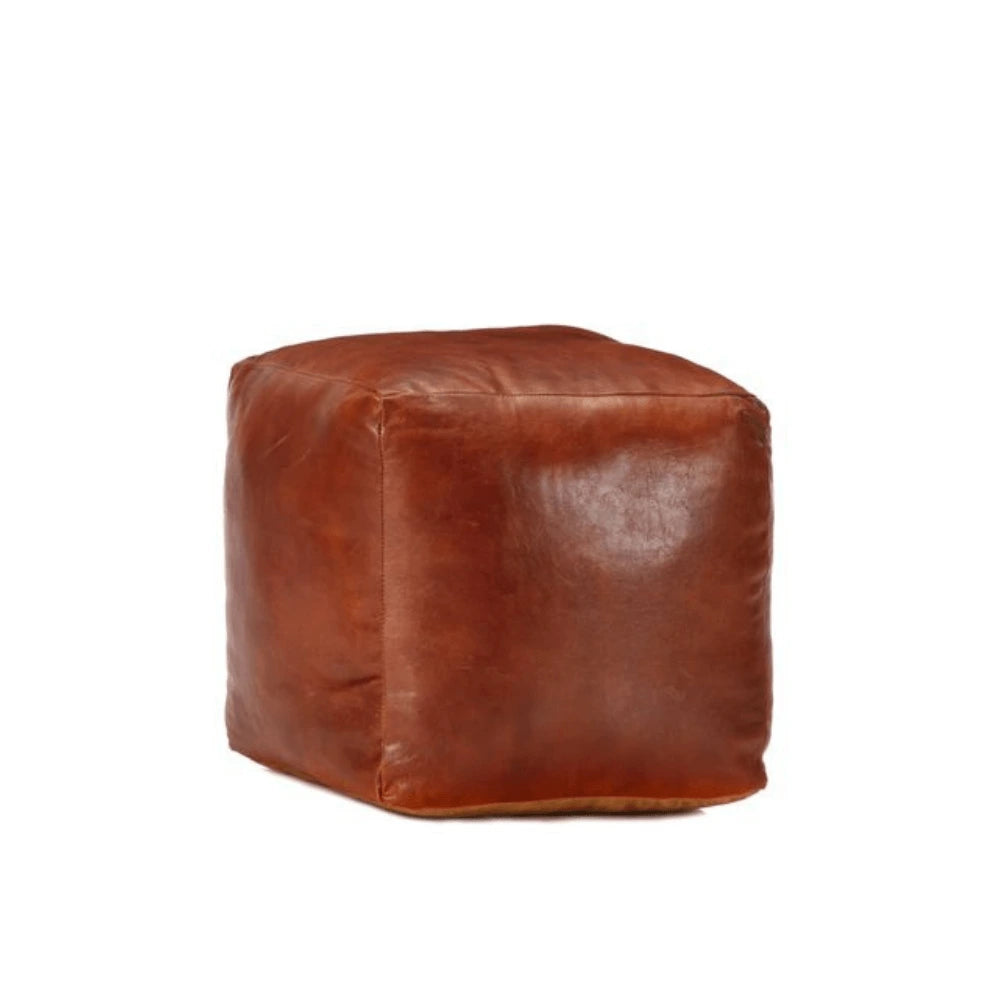 Pouf Carré Cuir Marron