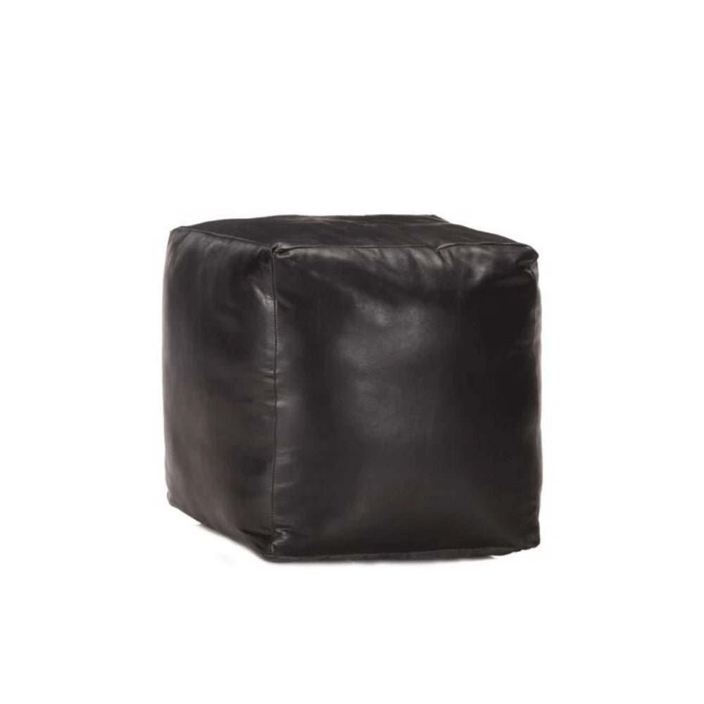 Pouf Carré Cuir Noir