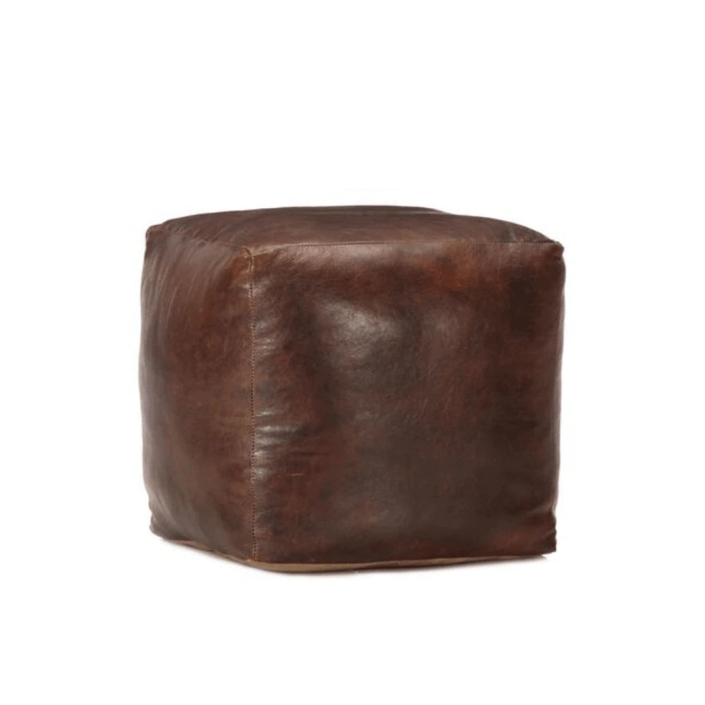 Pouf Cuir Marron Foncé