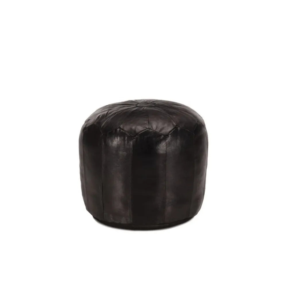 Pouf Cuir Noir Rond