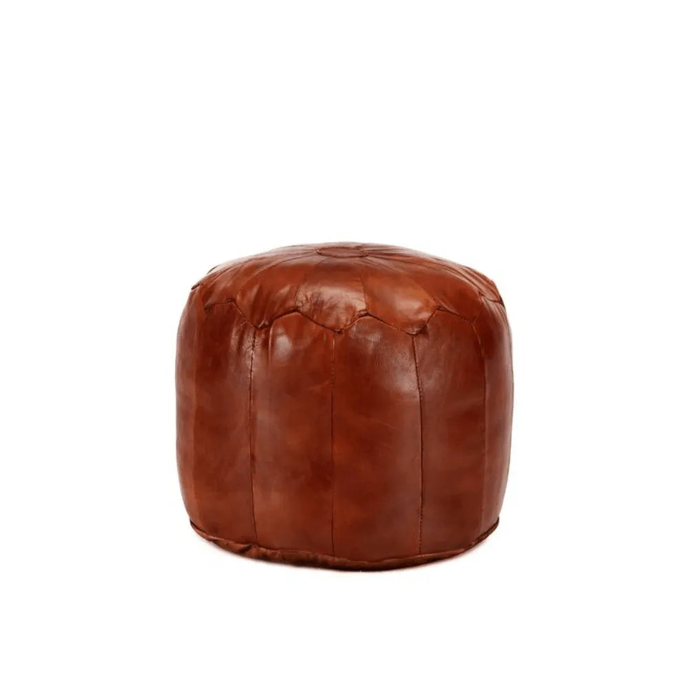 Pouf Rond Cuir Marron