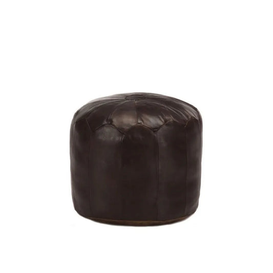 Pouf Rond Cuir Marron Foncé