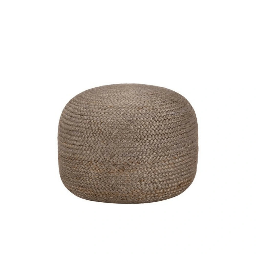 Pouf Rond Gris en Jute