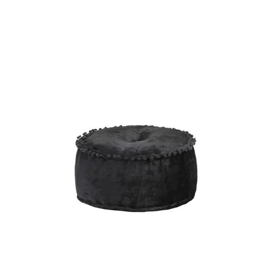 Pouf Rond Velours Anthracite