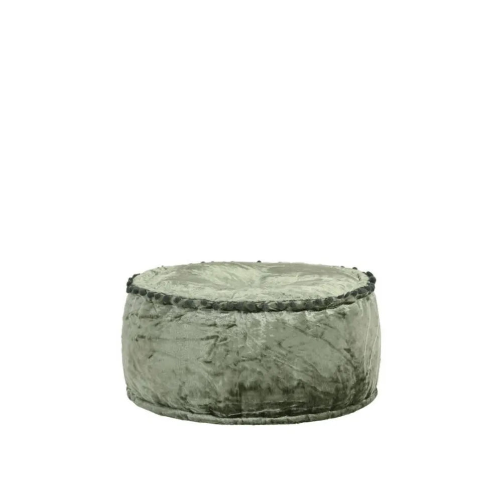 Pouf Rond Velours Vert