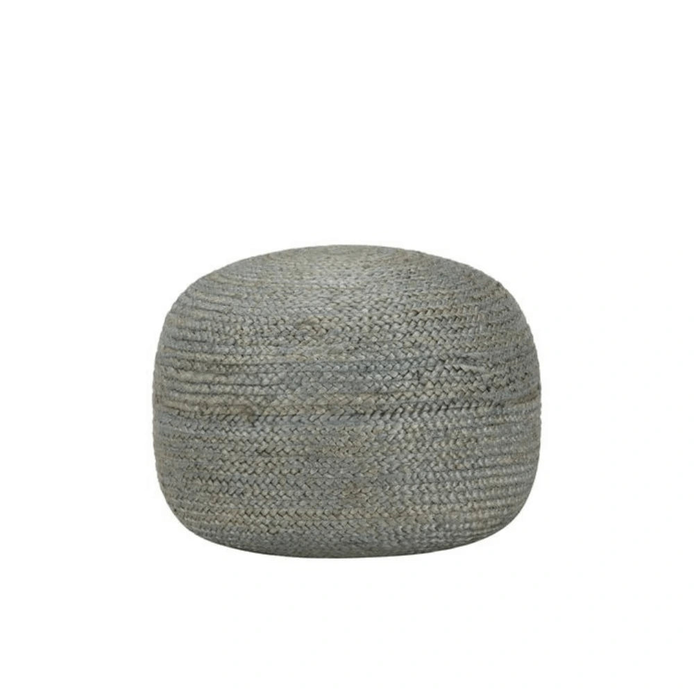 Pouf Rond Vert Olive en Jute