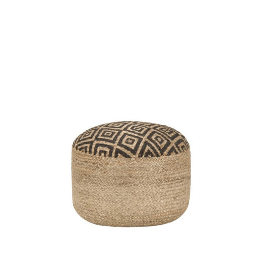 Pouf Toile de Jute Motif Ethnique