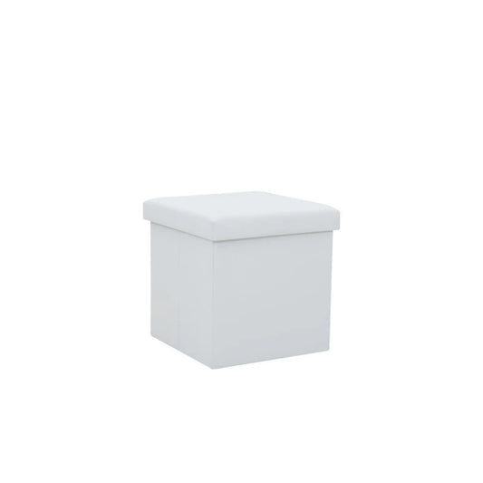 Pouf coffre en Similicuir Blanc