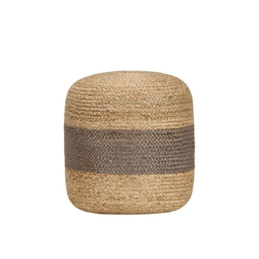 Pouf en Jute Bicolore Gris Clair