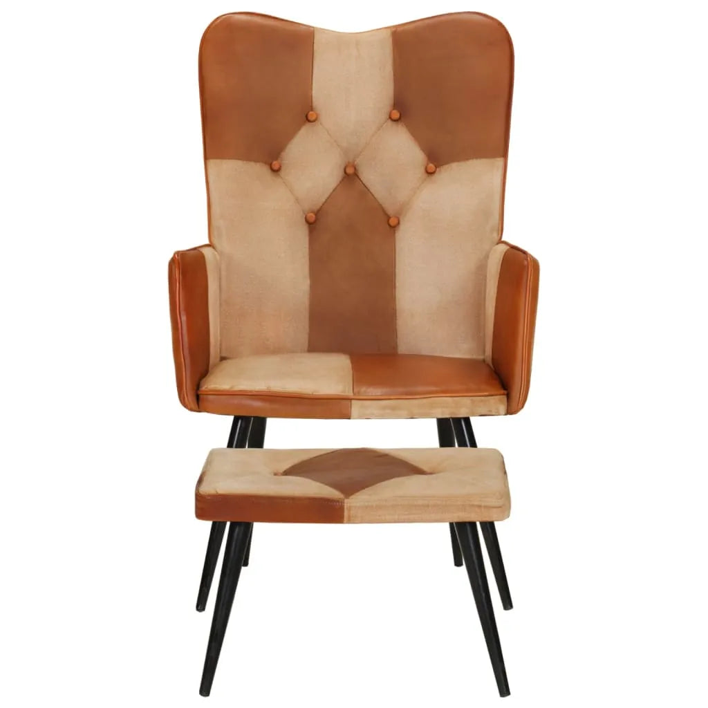 Fauteuil Cuir avec Repose-pieds