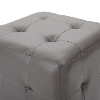 Lot de 2 Poufs Similicuir Gris