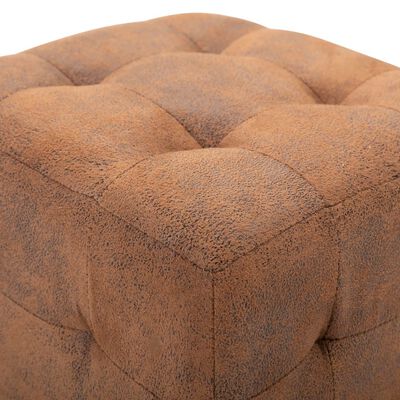 Lot de 2 Poufs Similicuir Daim Marron