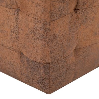 Lot de 2 Poufs Similicuir Daim Marron