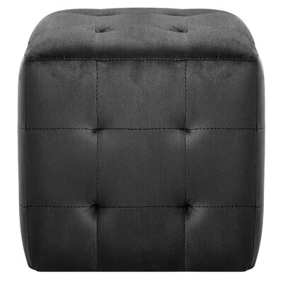 Lot de 2 Poufs Carré en Velours Noir