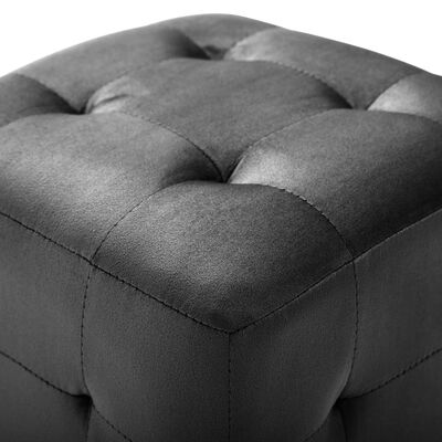 Lot de 2 Poufs Carré en Velours Noir