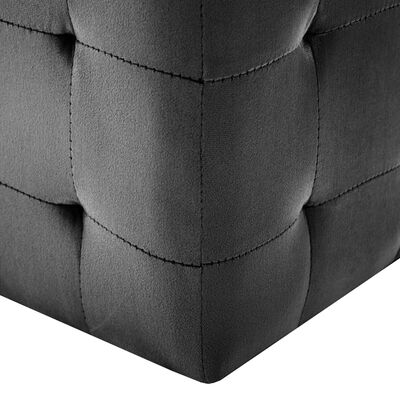 Lot de 2 Poufs Carré en Velours Noir