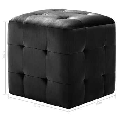 Lot de 2 Poufs Carré en Velours Noir