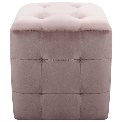 Lot de 2 Poufs Carré en Velours Rose