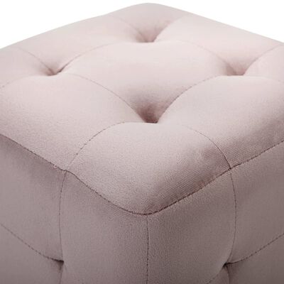 Lot de 2 Poufs Carré en Velours Rose