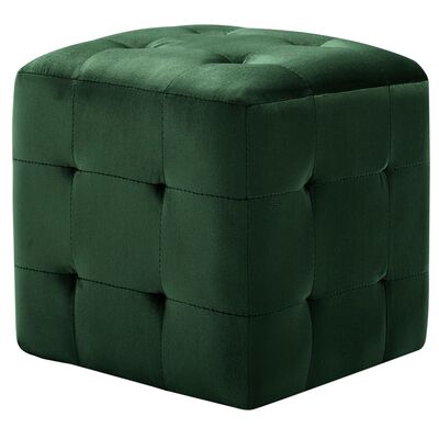 Lot de 2 Poufs Carré en Velours Vert