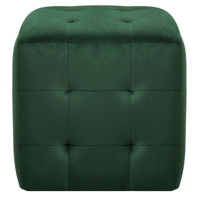 Lot de 2 Poufs Carré en Velours Vert