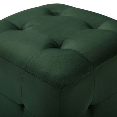 Lot de 2 Poufs Carré en Velours Vert