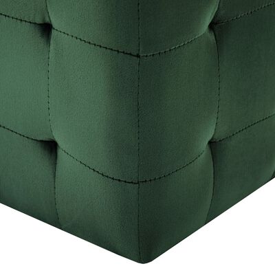 Lot de 2 Poufs Carré en Velours Vert