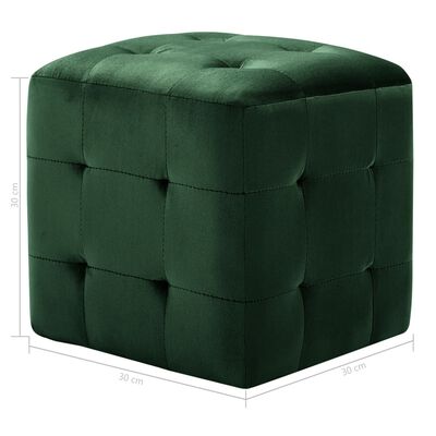 Lot de 2 Poufs Carré en Velours Vert