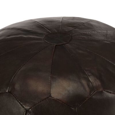 Pouf Rond Cuir Marron Foncé