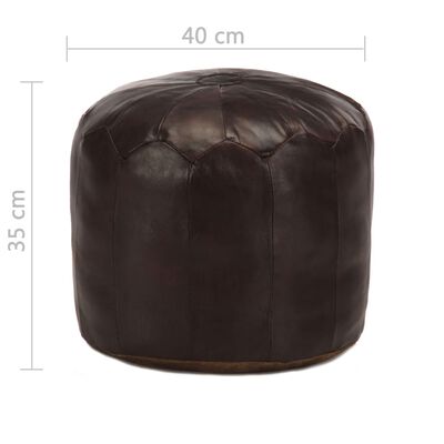 Pouf Rond Cuir Marron Foncé