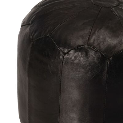 Pouf Cuir Noir Rond