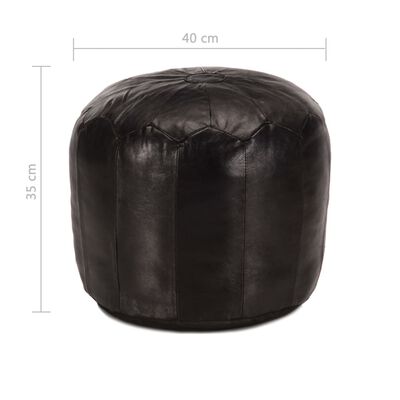 Pouf Cuir Noir Rond