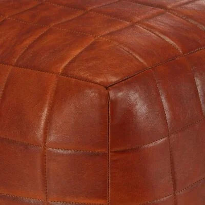 Pouf Cuir Marron Couture