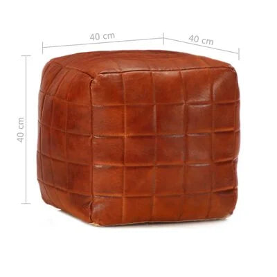 Pouf Cuir Marron Couture