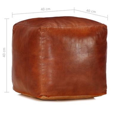 Pouf Carré Cuir Marron