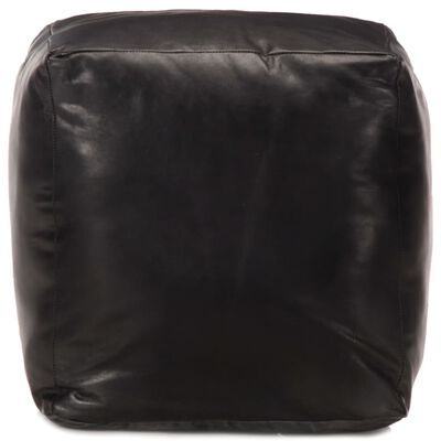 Pouf Carré Cuir Noir