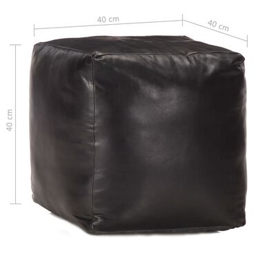 Pouf Carré Cuir Noir