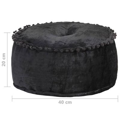 Pouf Rond Velours Anthracite