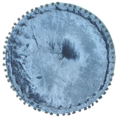 Pouf Rond Velours Bleu