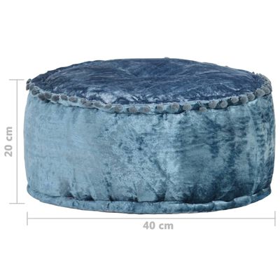 Pouf Rond Velours Bleu