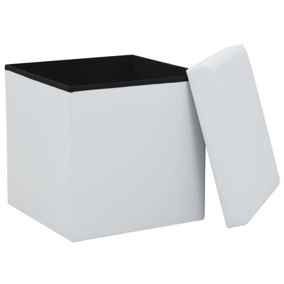 Pouf coffre en Similicuir Blanc